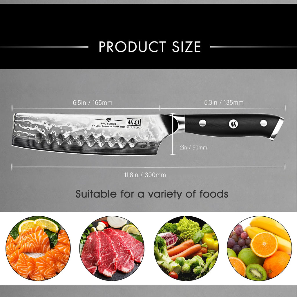SHAN ZU Bread Knife 8 In, Japanese Steel Damascus Serrated Knife Wave Edge