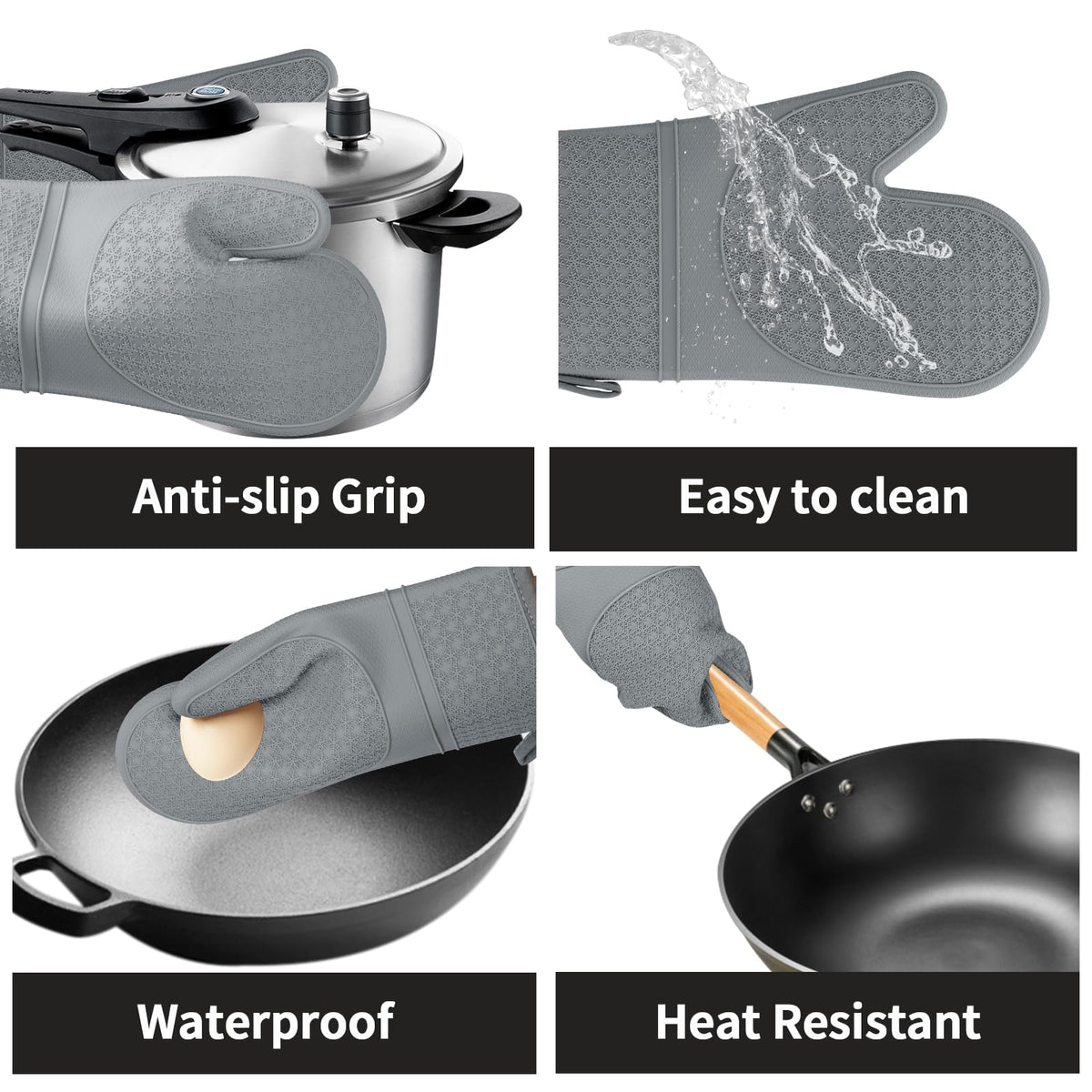 Hovico Silicone Oven Mitts | Heat Resistant to 500°F
