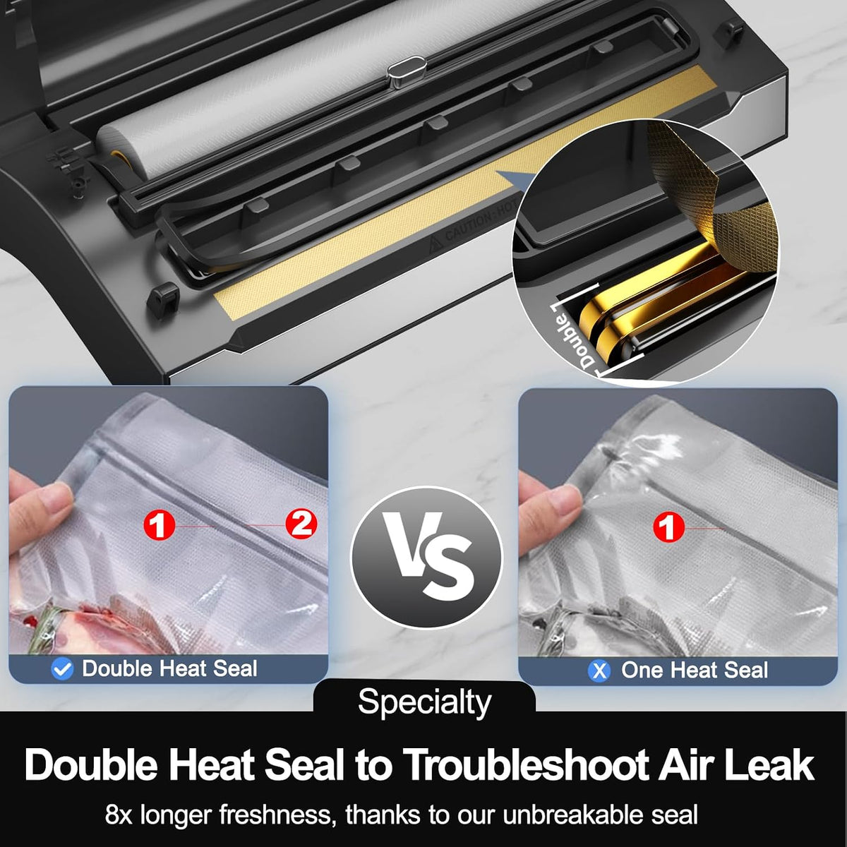 LIWUNON Precision Fast Vacuum Sealer | Dual Heat Seal