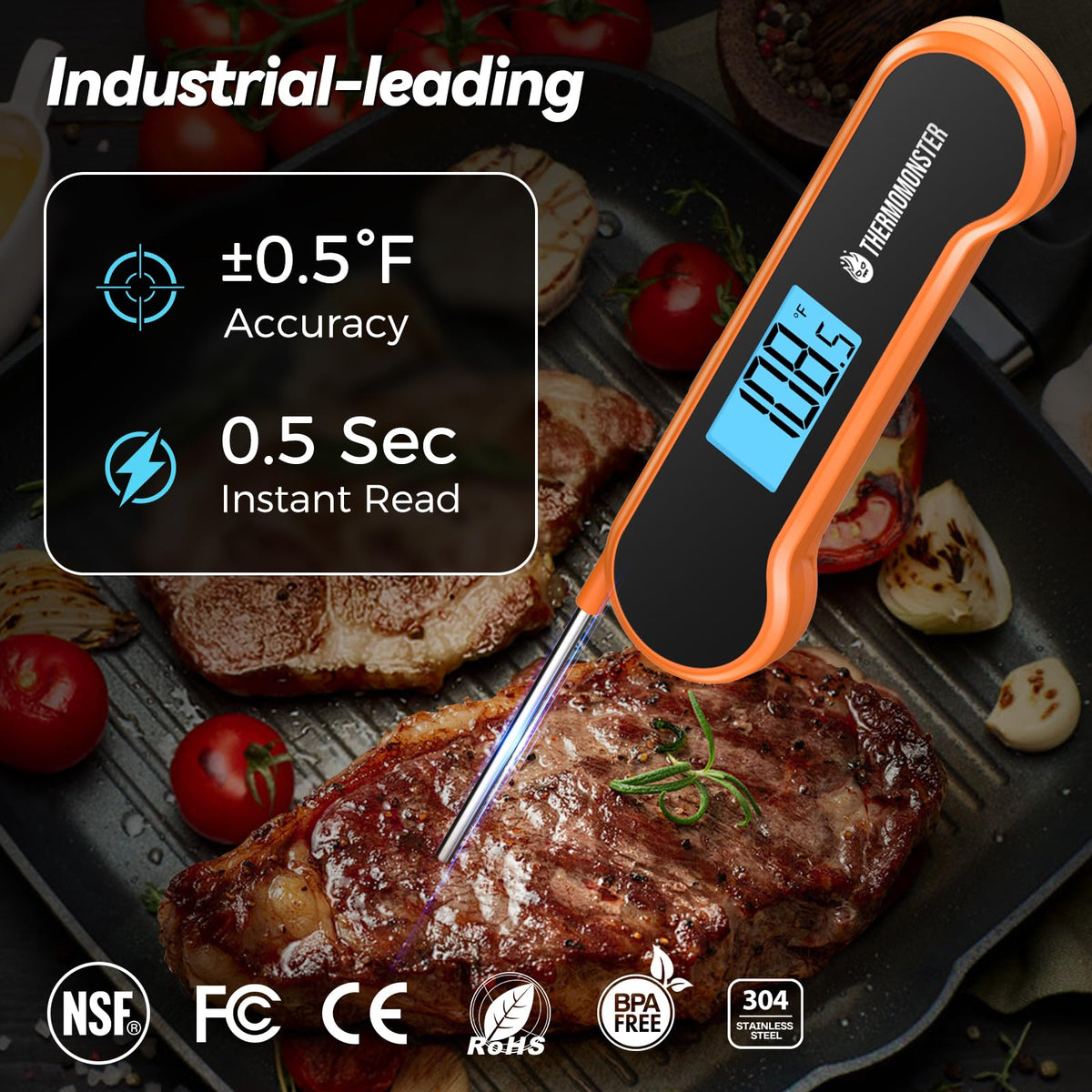 0.5-Second Instant-Read Digital Meat Thermometer